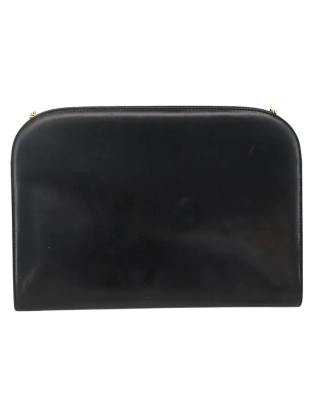 Authentic Salvatore Ferragamo Gancini Chain Shoulder Bag Leather Black Gold - Picture 9 of 16